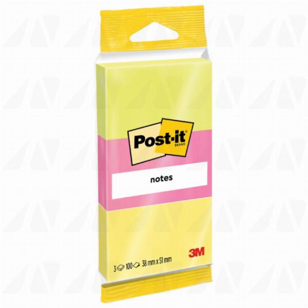 Blok samoljepljiv 38x51mm neon sort blister