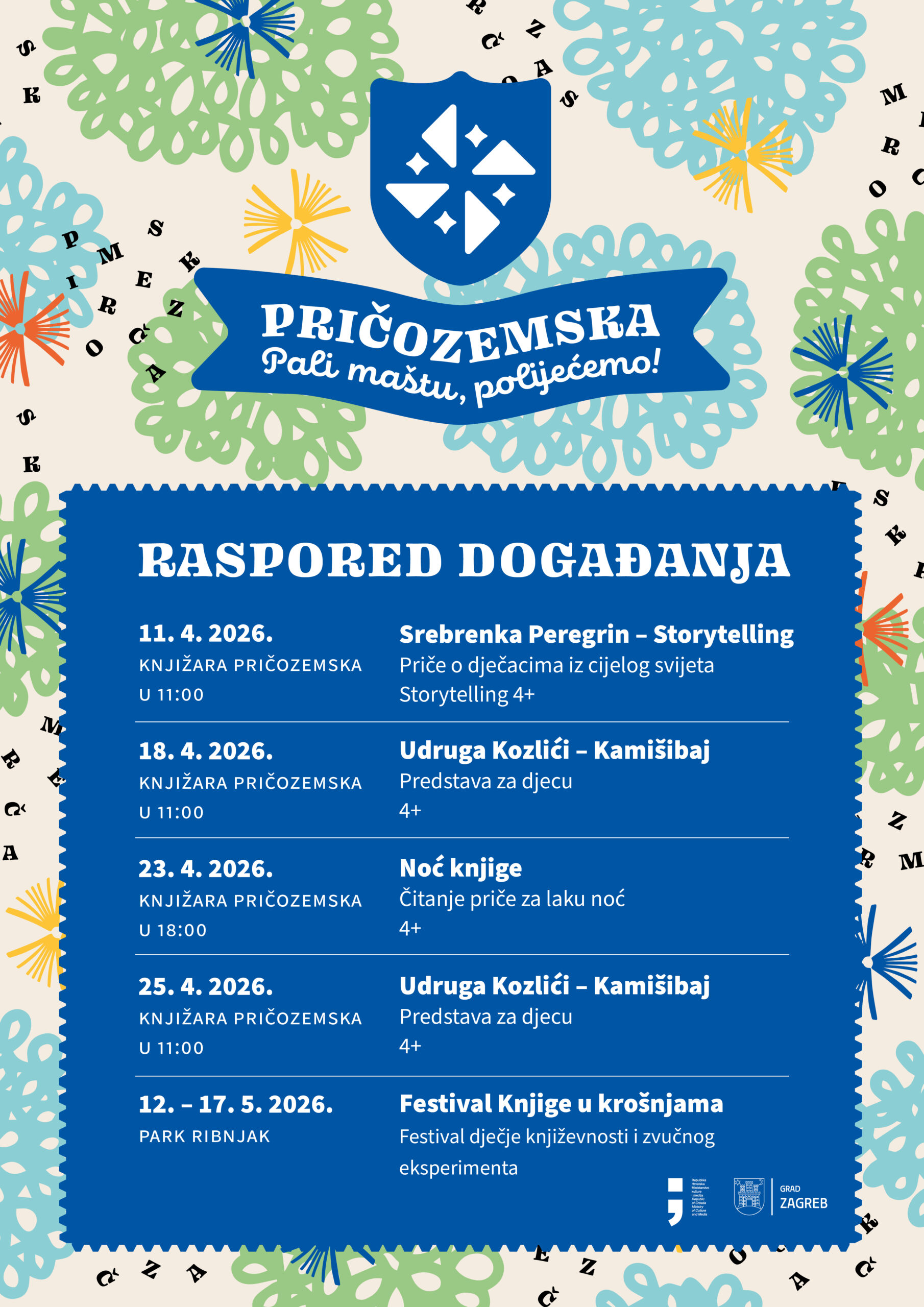 Plakat događanja u Pričozemskoj proljeće 2026